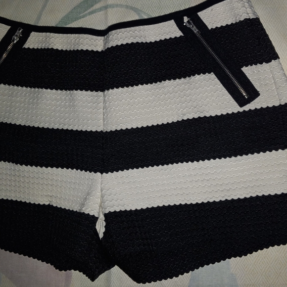 Black and White Striped Women's Shorts - Picture 1 of 5